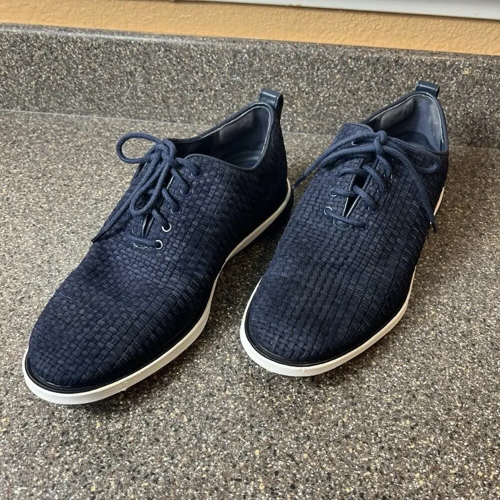 Cole Haan GrandEvolution Mens 8.5M Shoe Blue Woven Leather Casual Comfort Oxford